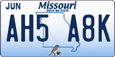MO license plate AH5A8K