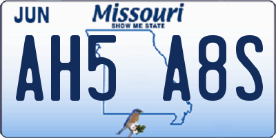 MO license plate AH5A8S