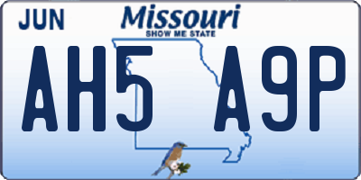 MO license plate AH5A9P