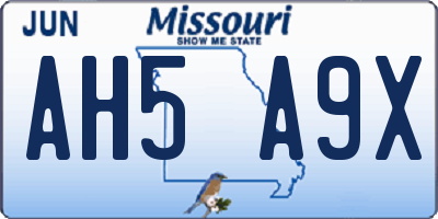 MO license plate AH5A9X