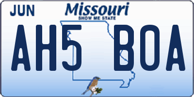 MO license plate AH5B0A