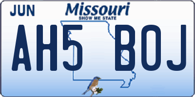 MO license plate AH5B0J
