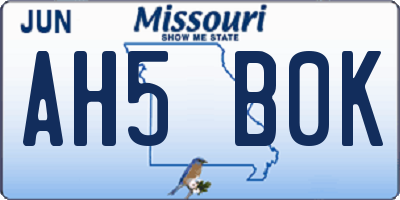 MO license plate AH5B0K