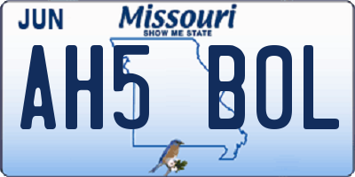 MO license plate AH5B0L