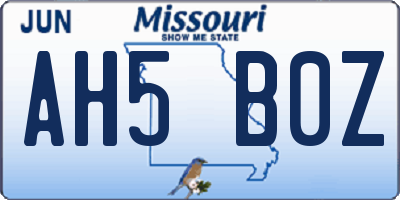 MO license plate AH5B0Z
