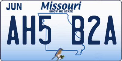 MO license plate AH5B2A
