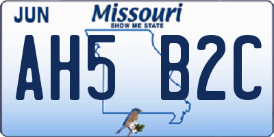 MO license plate AH5B2C