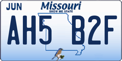 MO license plate AH5B2F
