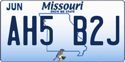 MO license plate AH5B2J