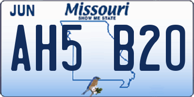 MO license plate AH5B2O