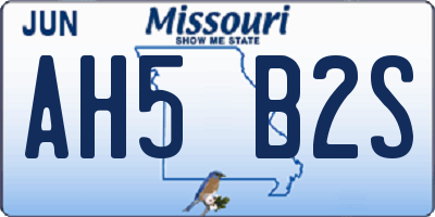 MO license plate AH5B2S