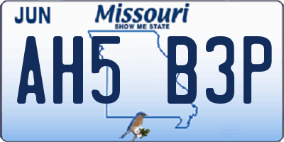 MO license plate AH5B3P