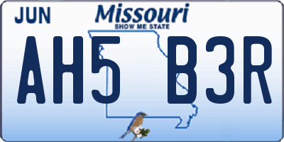 MO license plate AH5B3R