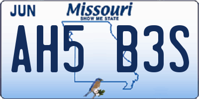 MO license plate AH5B3S