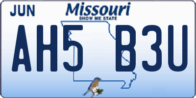 MO license plate AH5B3U
