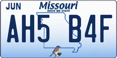MO license plate AH5B4F