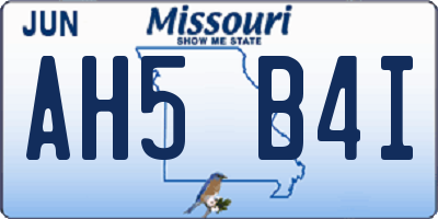 MO license plate AH5B4I