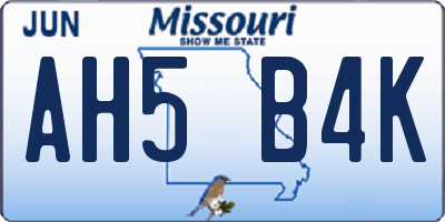 MO license plate AH5B4K