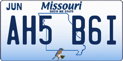 MO license plate AH5B6I