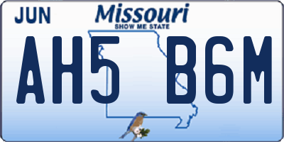 MO license plate AH5B6M