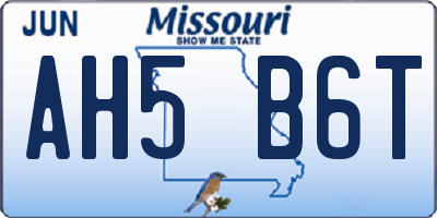 MO license plate AH5B6T