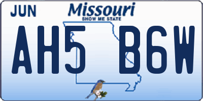 MO license plate AH5B6W