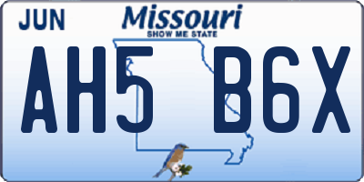 MO license plate AH5B6X