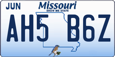 MO license plate AH5B6Z