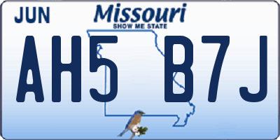 MO license plate AH5B7J