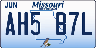 MO license plate AH5B7L