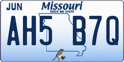 MO license plate AH5B7Q