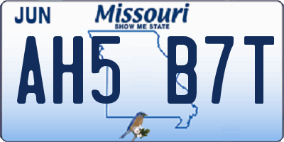 MO license plate AH5B7T