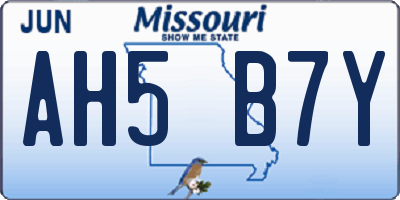 MO license plate AH5B7Y