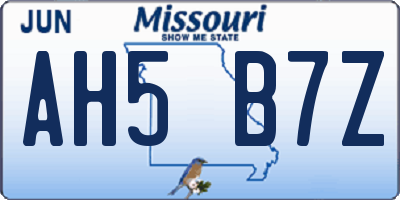 MO license plate AH5B7Z