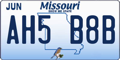 MO license plate AH5B8B