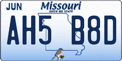 MO license plate AH5B8D