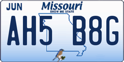 MO license plate AH5B8G