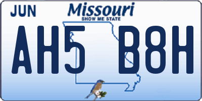 MO license plate AH5B8H
