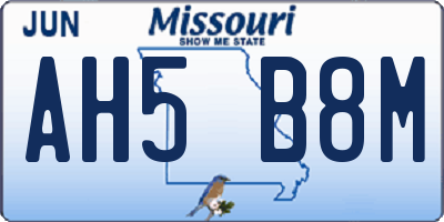 MO license plate AH5B8M
