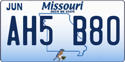 MO license plate AH5B8O