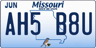 MO license plate AH5B8U