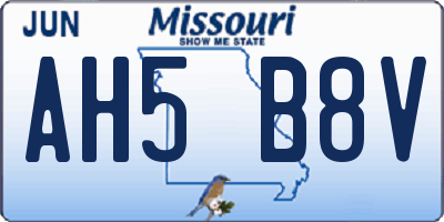 MO license plate AH5B8V