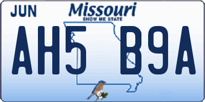 MO license plate AH5B9A