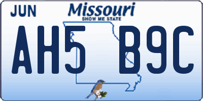MO license plate AH5B9C