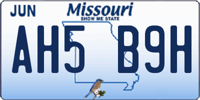 MO license plate AH5B9H