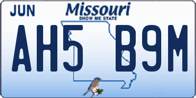 MO license plate AH5B9M