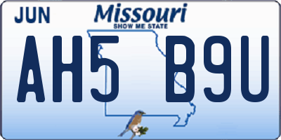 MO license plate AH5B9U