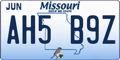 MO license plate AH5B9Z
