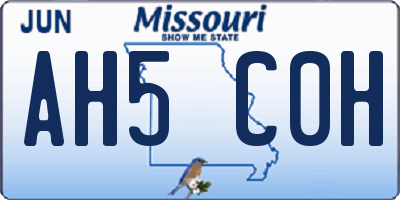 MO license plate AH5C0H