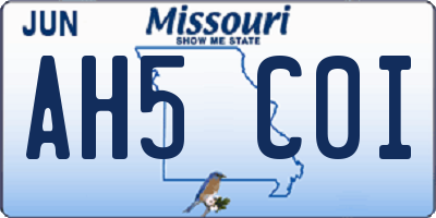 MO license plate AH5C0I